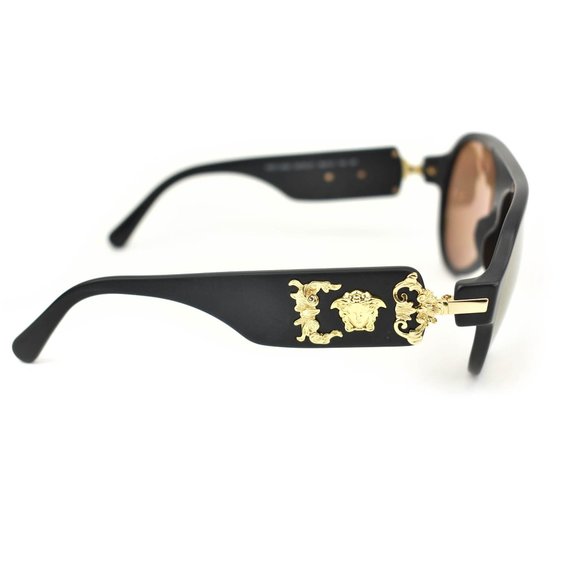 VERSACE: Matte Black, "Medusa" Logo Mirrored, Polarized Sunglasses (po) - Picture 6 of 11